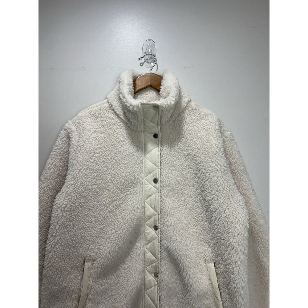 ATHLETA Cozy Day Hybrid Coat Sherpa Size Large Chantilly Cream - Picture 5 of 13